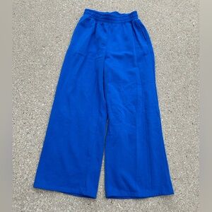blue wide leg sweatpants
